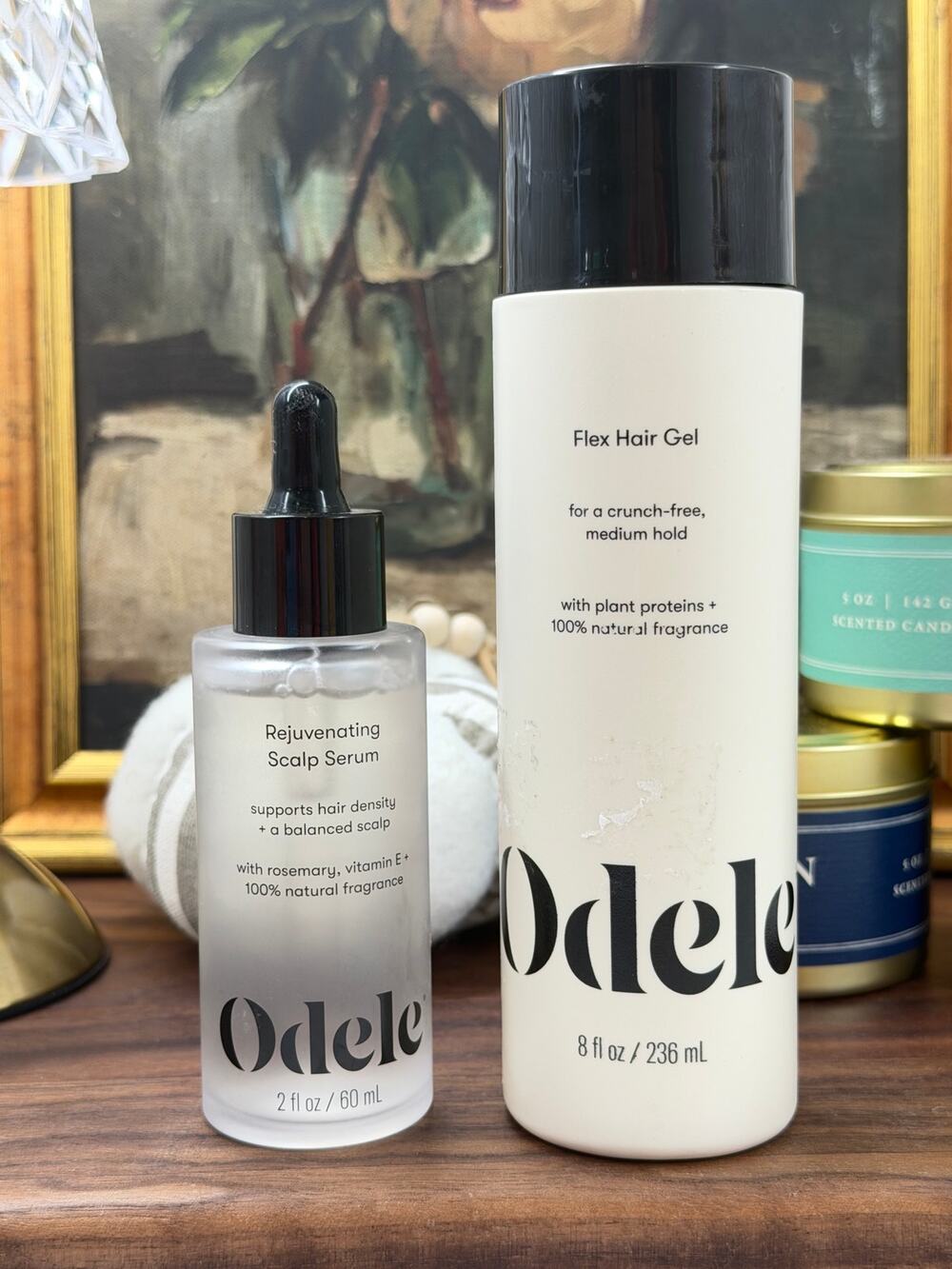 Odele Rejuvenating Scalp Serum 2oz & Flex Hair Gel 8oz Set Haircare Duo